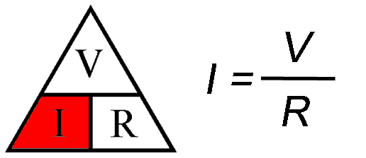 fórmula de ley de ohm para la corriente