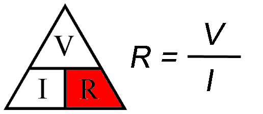 triángulo ley de ohm para la resistencia