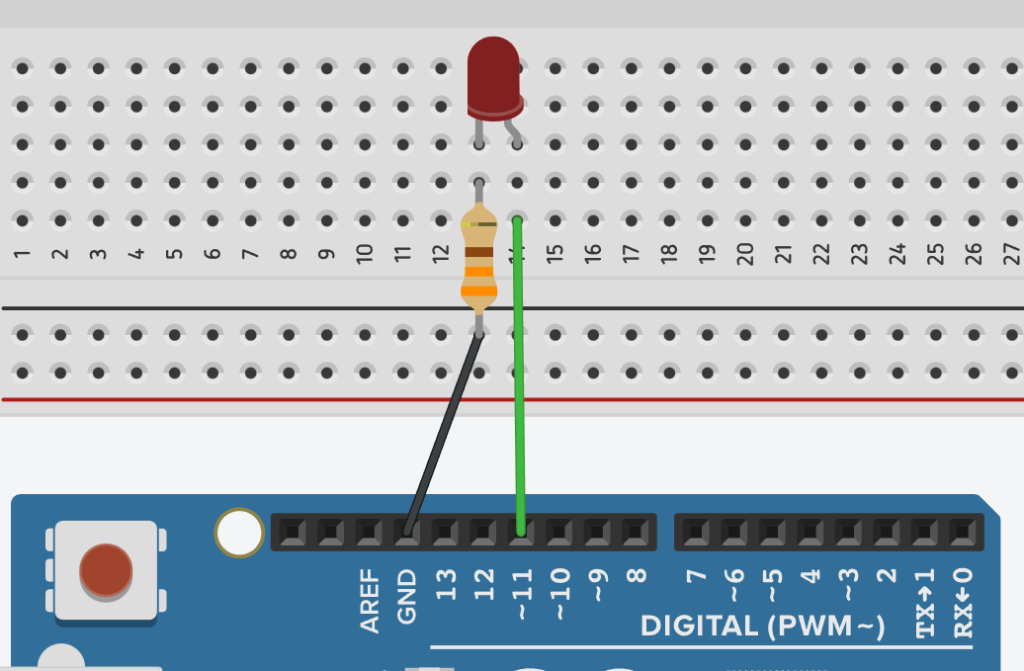 conexión LED a pin PWM de Arduino