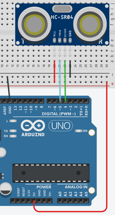 Sensor ultrasónico HC-SR04 conectado con Arduino UNO