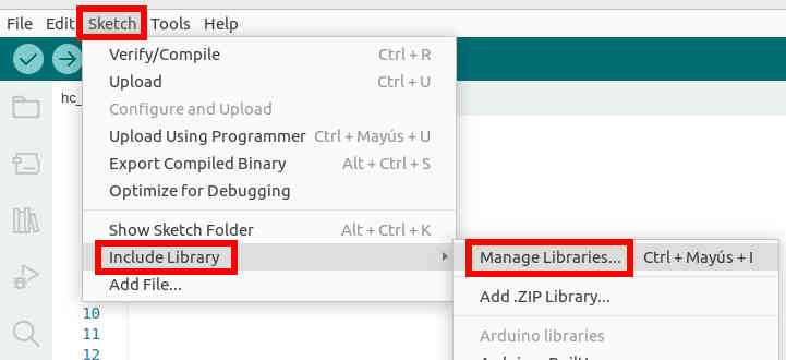 Library Manager de Arduino